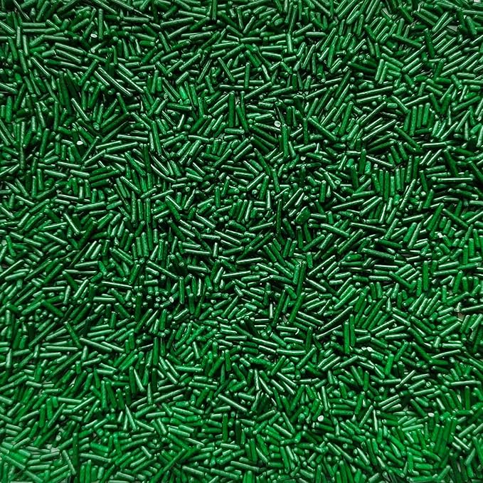 Homankit Green Jimmies Sprinkles Edible White Sprinkle Candy Soft Jimmies Toppings for Ice Cream, Cupcake, Cake, Cookie, Dessert Decorating 2.75 Ounces