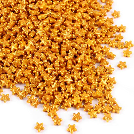 Gold Star Sprinkles Edible Stars for Cake Decorating Gold Sprinkles Patrotic Cookie Decorations Star Cake Decorations for Cakes, Cupcakes, Ice Cream, Cookies 3.5 OZ