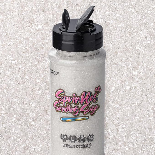 Sujoygar White Saning Sugar Sprinkles, 5oz Edible White Sugar Crystals for Cocktails, Cake Sprinkles for Chocolate Ice Cream Toppings Cupcake Decoration Wedding Party Cookies Baking Dessert Food Supplies