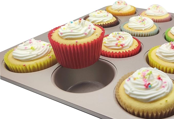 Premium Red Greaseproof Cupcake Liners Muffin Paper Baking Cups Standard Size, 100-Count