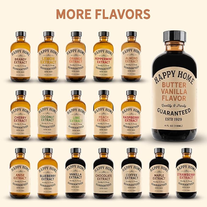 Happy Home Premium Natural Butter Vanilla Flavor - Certified Kosher, 4 oz.