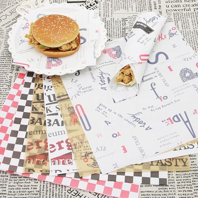 Premium Deli Paper 12"x12"- 200 Pack - Water & Grease Resistant, Greaseproof Liners for Food Boats - Pre Cut Deli Sandwich Wrappers - Food Basket Sheets for BBQ, Picnic, Tray Liner