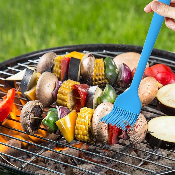 8 pieces basting brush for grilling,pastry brush,bbq basting brush,basting brush,rubber brush for cooking,basting brush for cooking,silicone bbq brush,barbecue sauce brush (Multicolor)