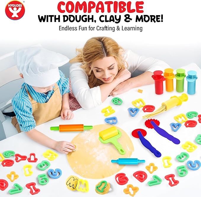 13 Pcs Dough Tools Set – Dough Extruders + Dough Cutters Set – Educational Modeling Clay Tools – Preschool Toys & Toddler Activities – Arts & Crafts for Kids Ages 3-5
