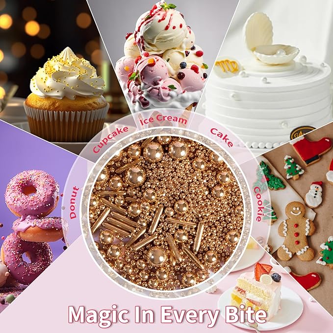White Pearl Sprinkles and Edible Pearls, 120g (4.23oz), Cake Decorating Supplies, Shiny Cake Pearls for Cookies, Cupcakes, Cake Decorating