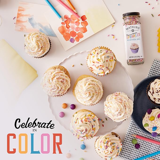 Watkins Gourmet Decorating Sprinkles, Rainbow Nonpareils, 4.2 Oz. Jar, 1 Count
