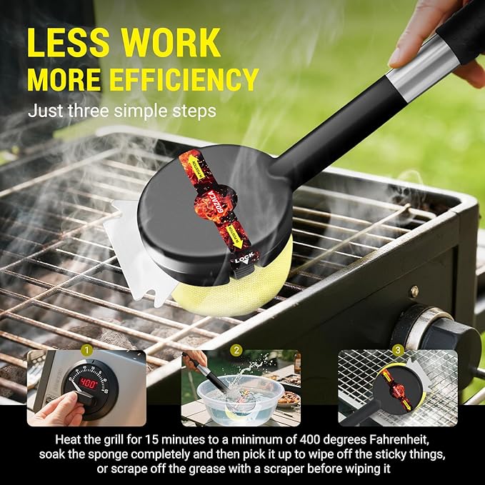 Steam Brush Replace Head, Bristle Free Cleaning for Grills & Griddles, Heat-Resistant & Dishwasher Safe, Yellow (Replaceable Head)