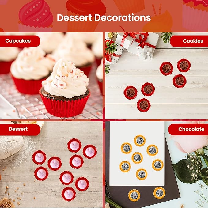NUOMI Mini Cupcake Liners 1 Inch Paper Cupcake Wrappers Baking Cups Small Muffin Liners 1000 Pieces Dessert Wrappers for Christmas Festival, Wine Red