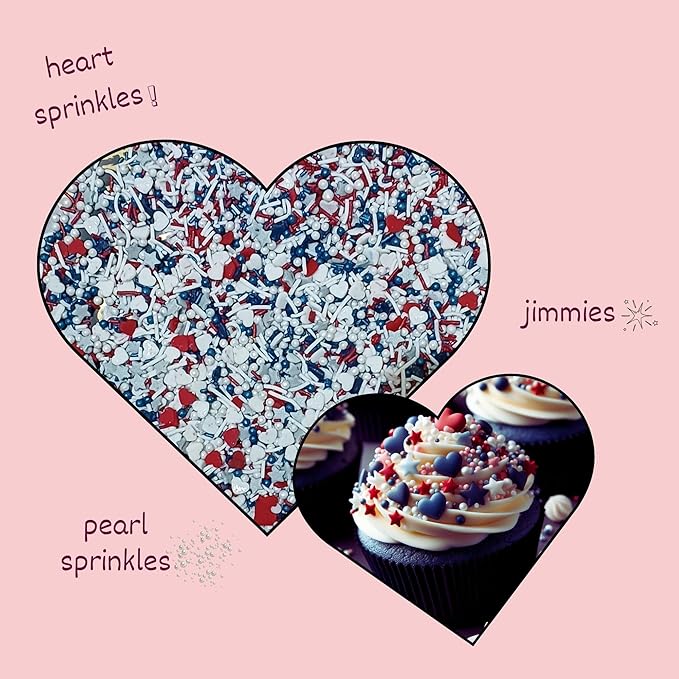 Confect Cake Mate Edible Dessert Sprinkles –Red, White & Navy Blue Colorful Baking and Cake Decorating Sprinkles for Cupcakes, Cookies, and Ice Cream Toppings | Vegan, Gluten-Free, Soy-Free, Dairy-Free, Palm Oil-Free- 4.2 Oz