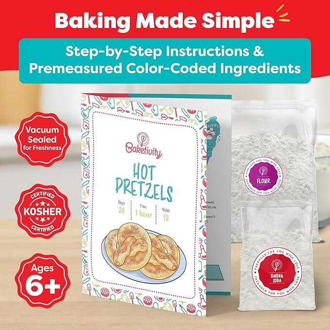 Baketivity 6-Month Baking Subscription Kit for Kids – Pre-Measured Ingredients, Step-by-Step Recipes, Bake-Along Videos, and Hands-On Learning – Fun Gift for Boys & Girls