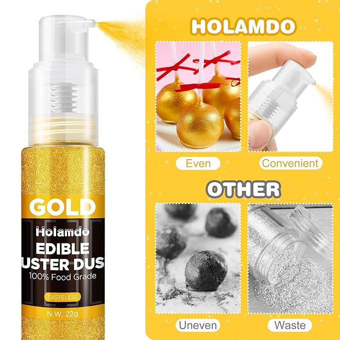 Edible Glitter Spray 22g (White) - Metallic Food Coloring Powder, Food-Grade Glitter, Metallic Shimmer Edible Color Powder - Flash Powder for Beverages, Cocktail, Cake Decorating, Baking, Icing, Candy