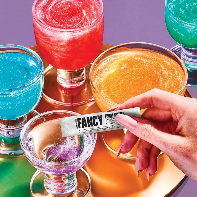 Fancy Sprinkles VIP Set (Opulust and Mystery) Edible Glitter Packets Portable & On-The-Go for Sparkling Drinks, Champagne, Cocktails, Wine, Beer, & more. (2 Pack)