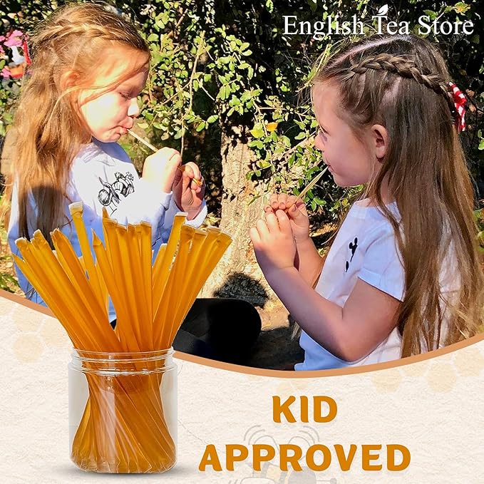 English Tea Store Honey Sticks | All-Natural Honeystix With Gluten-Free Grade A Honey | Mini Honey Stick For Tea, Cake Pops Or Snacks | Portable Sweet Treat | Clover Flavored Honey Sticks - 20 Count