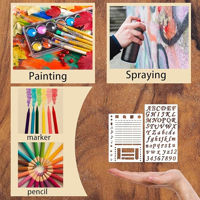 20pc Letter Stencil Template - Reusable Lettering Stencils for Painting, Wood, Plastic, Numbers - Alphabet Stencils for Notebook, Diary, Scrapbook Decorations