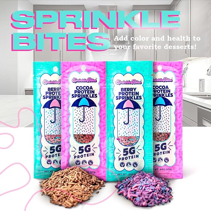 Sprinkle Bites - Light Blue Sprinkles - 5 Pack - Veggie Protein - Natural Cookie Decorating - Plant Protein Snacks - Cookie Decorating Supplies Sprinkles