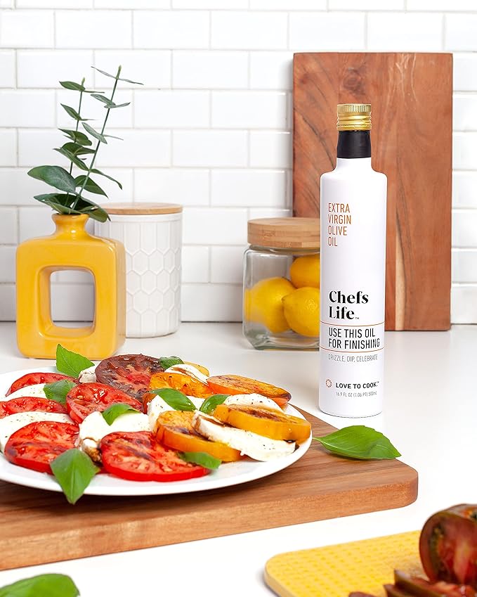 Chefs Life Finishing Oil - Olive Oil Extra Virgin, 100% Extra Virgin Olive Oil, Pure EVOO, Perfect for Dressing, Drizzle, Dipping, Non GMO - 16.9 Fl Oz (1 Bottle)