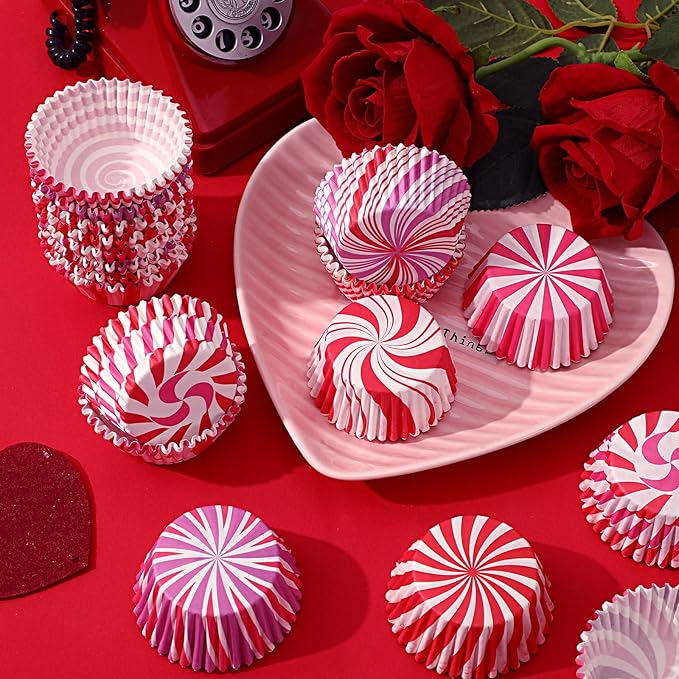 SANNIX 450Pcs Pink Cupcake Liners, Pink Red White Cupcake Wrappers Paper Wraps Muffin Liners for Wedding Birthday Valentines Day Party Candy Cake Decorations Supplies