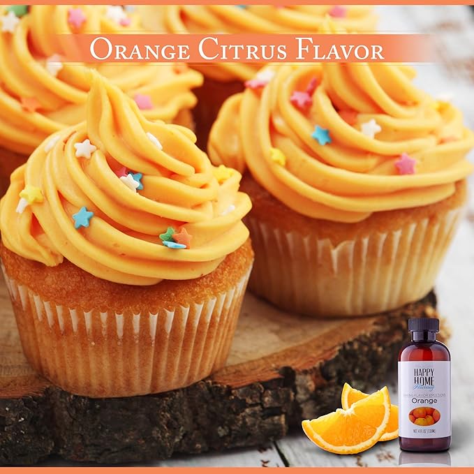 Happy Home Flavoring Natural Orange Baking Flavor Emulsion - Certified Kosher, 4 oz.