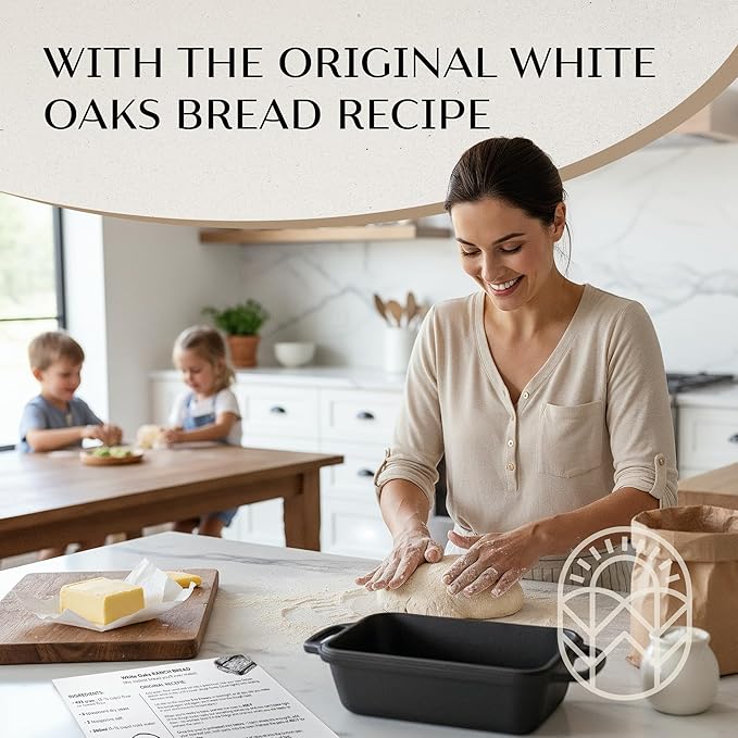 Cast Iron Bread Loaf Pan + Bread Bag + Dough Whisk + Brush | 2-in 1 Pre-Seasoned oven-safe bread pan for homemade bread | 5-Piece Set