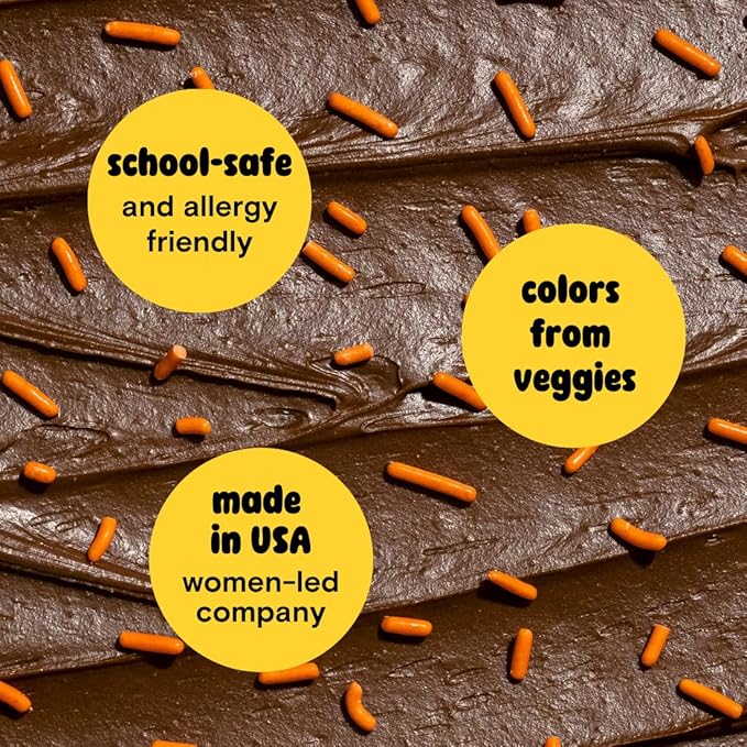 Orange Softies, Natural Sprinkles by Supernatural, Made in USA, Dye-Free, Soy Free, Gluten Free, Vegan, 3oz