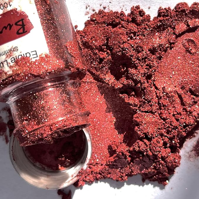 Burgundy Luster Dust Edible for Cakes Cocktails – 10g Colaele Edible Shimmering Dust for Chocolates, Metallic Food Coloring Powder for Cake Decorating Edible Glitter for Drinks, No Gluten,Vegan