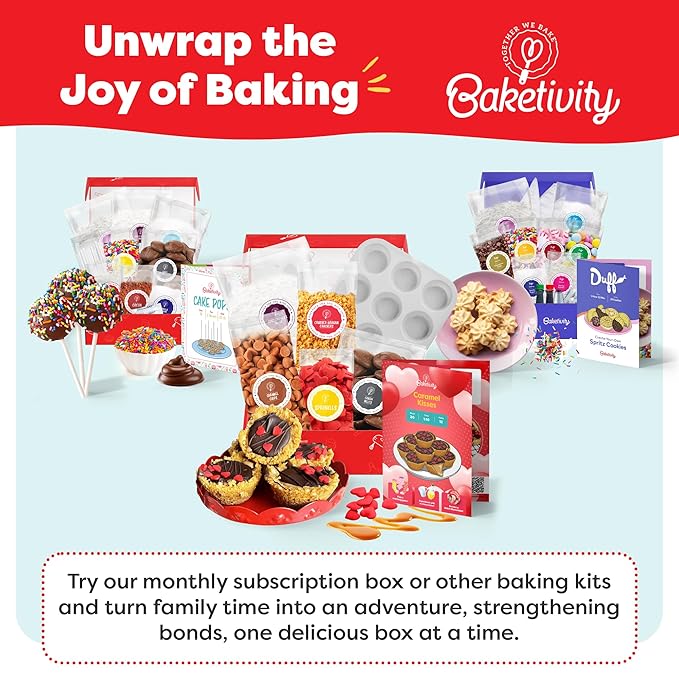 Baketivity Caramel Kisses Kids Baking Kit - Baking Set for Girls and Boys Ages 4-12 - Kids Cooking Kit with Premeasured Ingredients, Instructions, Video, STEM Activities