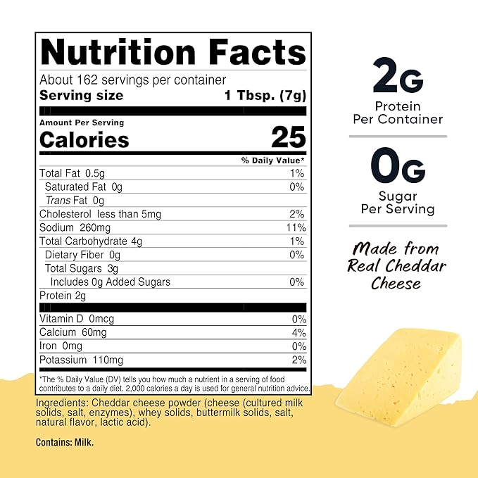 Nutricost Pantry White Cheddar Cheese Powder (2.5 Pounds Per Bottle) - Powdered Cheese :: Great for Cooking, Baking, Popcorn, and More!