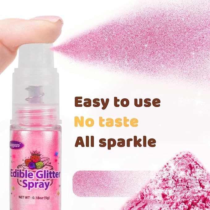 Pink Edible Glitter Spray, Edible Glitter for Cocktails, Food Grade 5g, Shimmer Luster Dust for Drinks, Cake Decorating, Cupcake, Baking, Cookies, Kosher