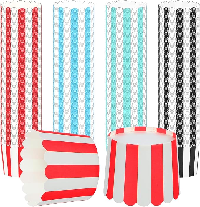 200 Pcs Stripes Cupcake Liners, Round Cupcake Baking Paper Cups Muffin Wrapper Paper for Birthday Parties, Weddings, Gatherings, Graduation Parties (Bottom Dia 2.36 Inch)