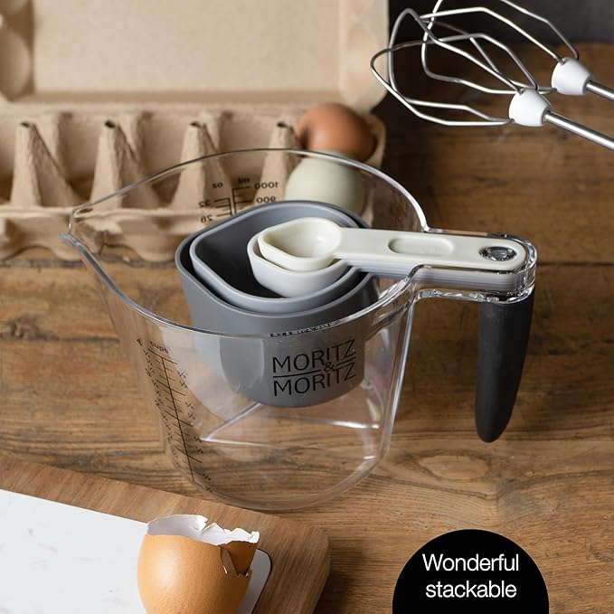 Dishwasher Safe Measuring Cup & Spoon Set - 1L Capacity for Cooking & Baking with Kids - Durable, Easy-Pour Design, Perfect for Precise Measurements in Kitchen