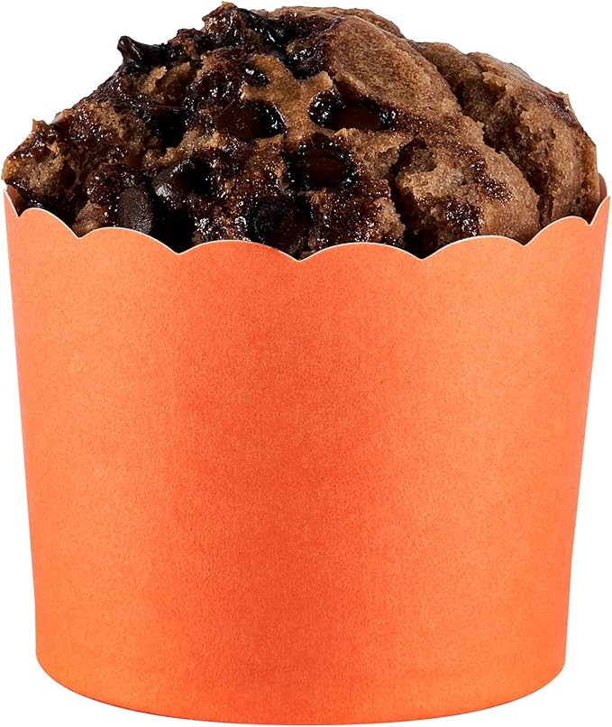 Panificio 6 Ounce Cupcake Wrappers, 200 Scalloped Baking Cups - Oven-Ready, Greaseproof, Orange Paper Cupcake Liners, Disposable, For Birthdays, Baby Showers, Or Weddings - Restaurantware