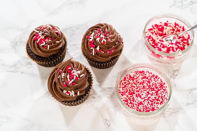 Bakerpan Sprinkles for Cake Decorating - 7 Ounces Pink and White Nonpareils Sprinkles - Edible Nonpareils for Cupcakes, Ice Cream, Cake Decorations (Made in USA)