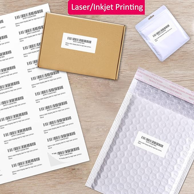 1" x 2-5/8" Shipping Address Labels 3000 Label Stickers Paper for Laser/Inkjet Printer 30 per Page Printable Mailing Labels - Matte, 100 Sheets (Pack of 2)