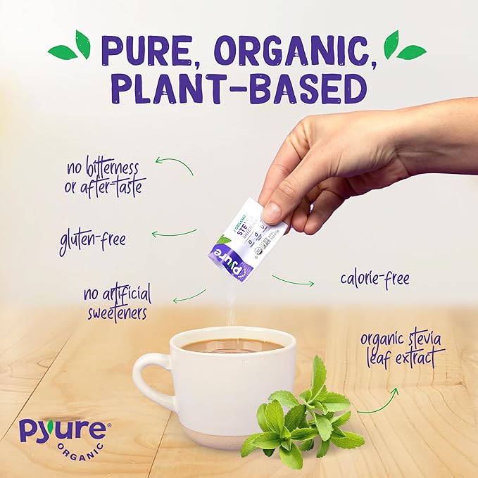 Pyure Organic Stevia Packets | Zero Calorie Sweetener for Coffee, and Baking | Granulated Stevia Sugar Substitute | Plant-Based, Keto, Diabetic & Paleo Friendly | USDA Organic, Non-GMO | 40 Packets