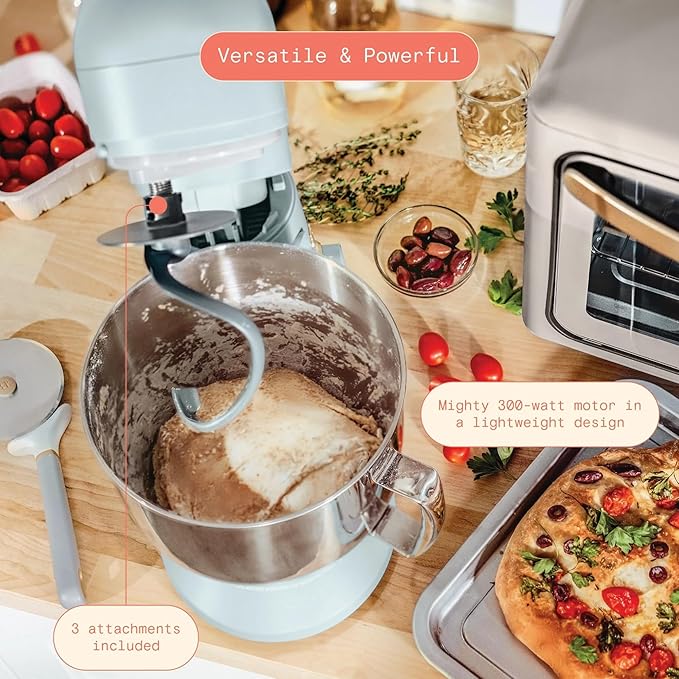 Beautiful 5.3 QT Stand Mixer w/Tilt-Head Design, Stainless Bowl, 300-Watt Power, 12-Speed Control, Includes Beater, Dough Hook, Whisk, Splash Shield (Hydrangea)