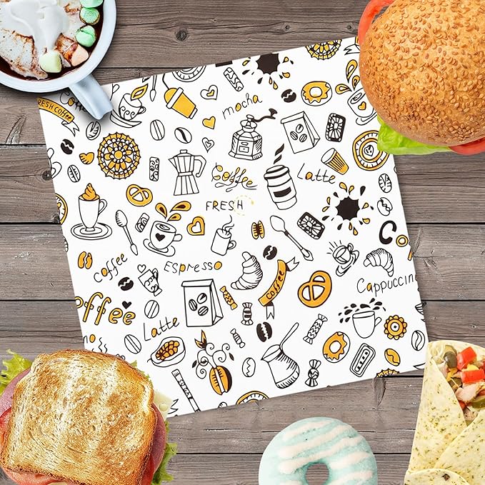 Premium Deli Paper, 10" x 10" - 200 Pk - Greaseproof, Microwaveable, Sandwich Wrapping Paper Sheets for Bakery, Picnic, Festival, Fair or BBQ