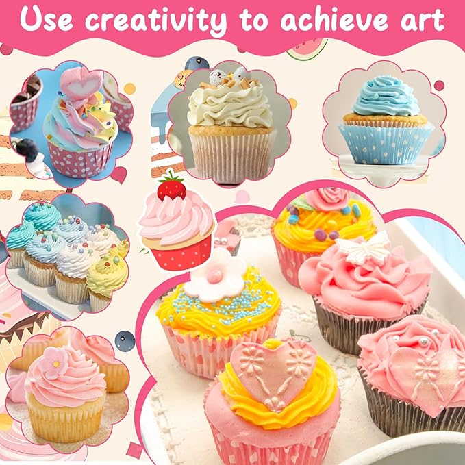 Piping Bags and Tips Set, Cake Decorating Kit with 12 Piping Tips, 10 Clear Bags, 3 Scrapers, 1 Reusable Bag, 1 Converters, Baking Tools for Frosting Cookie Icing Cake Cupcake
