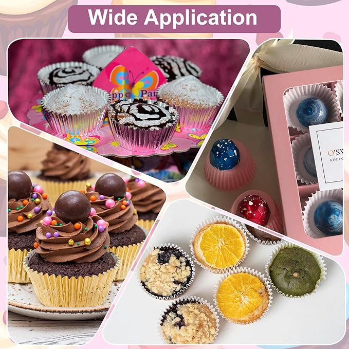 HARFINGTON 200 Count Green Foil Muffins Cupcake Liners Standard Size Metallic Baking Cups Wrappers Greaseproof for Party Wedding Birthday