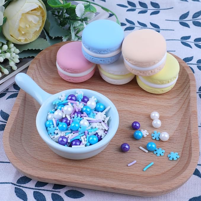 Winter Snowflake Sprinkles for Cake Decorating, Jimmies & Pearl Sugar Mix for Cupcakes, Cookies, Ice Cream & Holiday Desserts, Birthday Party Supllies