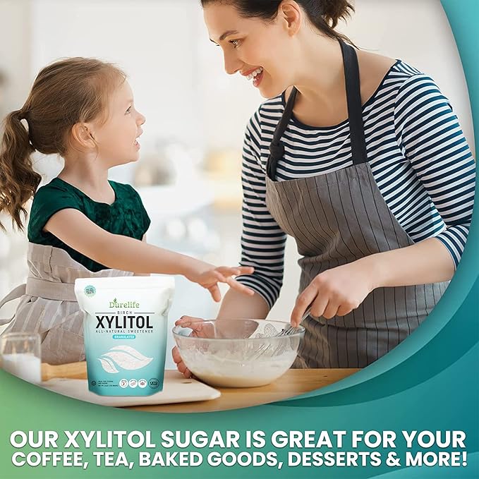 DureLife XYLITOL Sugar Substitute 10 LB (160 OZ) Made From 100% Pure Birch Xylitol NON GMO - Gluten Free - Kosher, Sugar alternative,