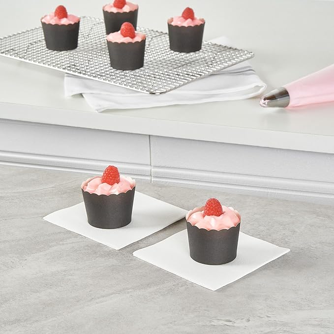 Panificio 3 Ounce Cupcake Wrappers, 200 Scalloped Baking Cups - Oven-Ready, Greaseproof, Black Paper Cupcake Liners, Disposable, For Birthdays, Baby Showers, Or Weddings - Restaurantware