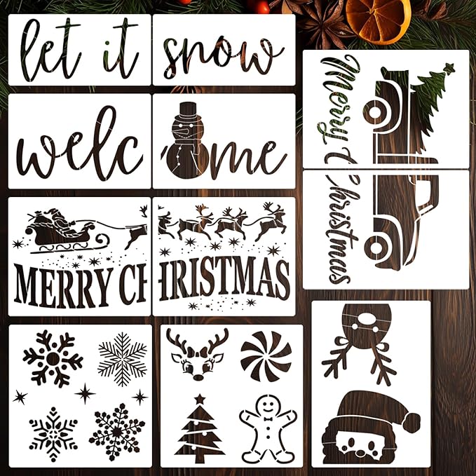 Christmas Stencils for Door Mats 23.6" Large Christmas Doormat Stencils for Crafts Reusable Holiday Stencil for Wood Fabrics Door Mat Window Glass Decor