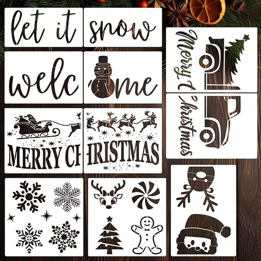 Christmas Stencils for Door Mats 23.6" Large Christmas Doormat Stencils for Crafts Reusable Holiday Stencil for Wood Fabrics Door Mat Window Glass Decor