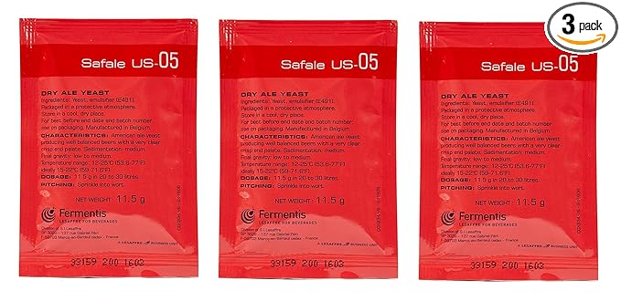 North Mountain Supply - FT-05-3 Fermentis SafAle US-05 Beer/Ale Yeast - Pack of 3 - Fresh Yeast