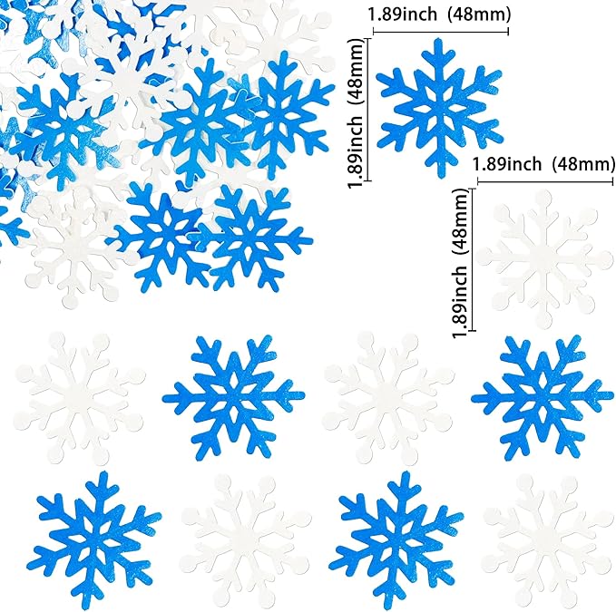 Gyufise 60Pcs Edible Snowflake Cupcake Toppers Winter Cupcake Picks Water Paper Winter Frozen Cake Decorations for Snowflake Theme Baby Shower Kids Birthday Party Supplies Blue White