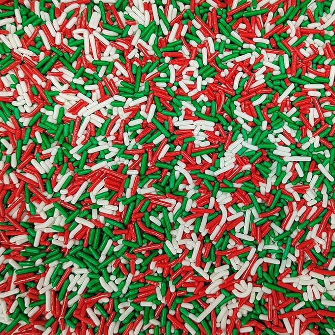 Homankit Christmas Jimmy Red Green and White Jimmies Sprinkles Edible Sprinkle Candy Soft Jimmies Toppings for Ice Cream, Cupcake, Cake, Cookie, Dessert Decorating 2.75 Ounces