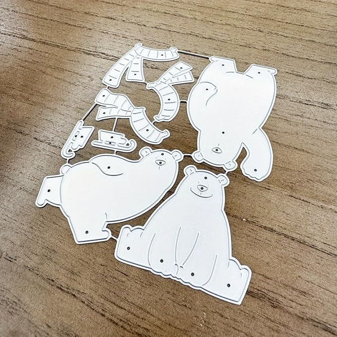 Lapoo Festivals Metal Cutting Die for Scrapbooking - Christmas Cut Stencils for DIY Scrapbook Photo Album Decorative Paper Card, Card Making Supplies, Embossing (Three Polar Bears 4.9 x 4 in)