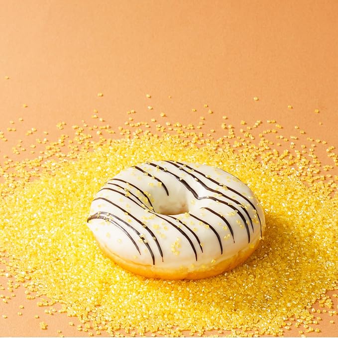 Sujoygar Yellow Saning Sugar Sprinkles, 5oz Edible Yellow Sugar Crystals for Cocktails, Cake Sprinkles for Chocolate Ice Cream Toppings Cupcake Decoration Wedding Party Cookies Baking Dessert Food Supplies