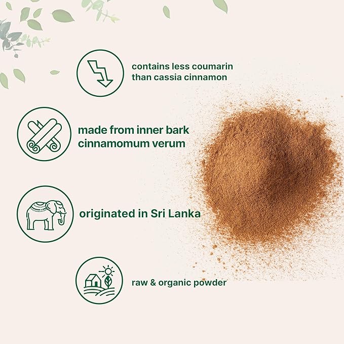 Organic Ceylon Cinnamon Powder, 2 lb | Premium Sri Lanka Source | Sweet & Earthy Flavor | Great for Baking, Cooking & Drinks | Additive Free, Non-GMO, Bulk Supply