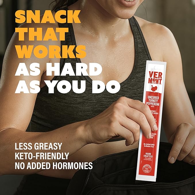 Vermont Smoke & Cure - Turkey Uncured Pepperoni Meat Sticks - Protein Snacks - On the Go Healthier Snack for Adults & Kids - 24 Count